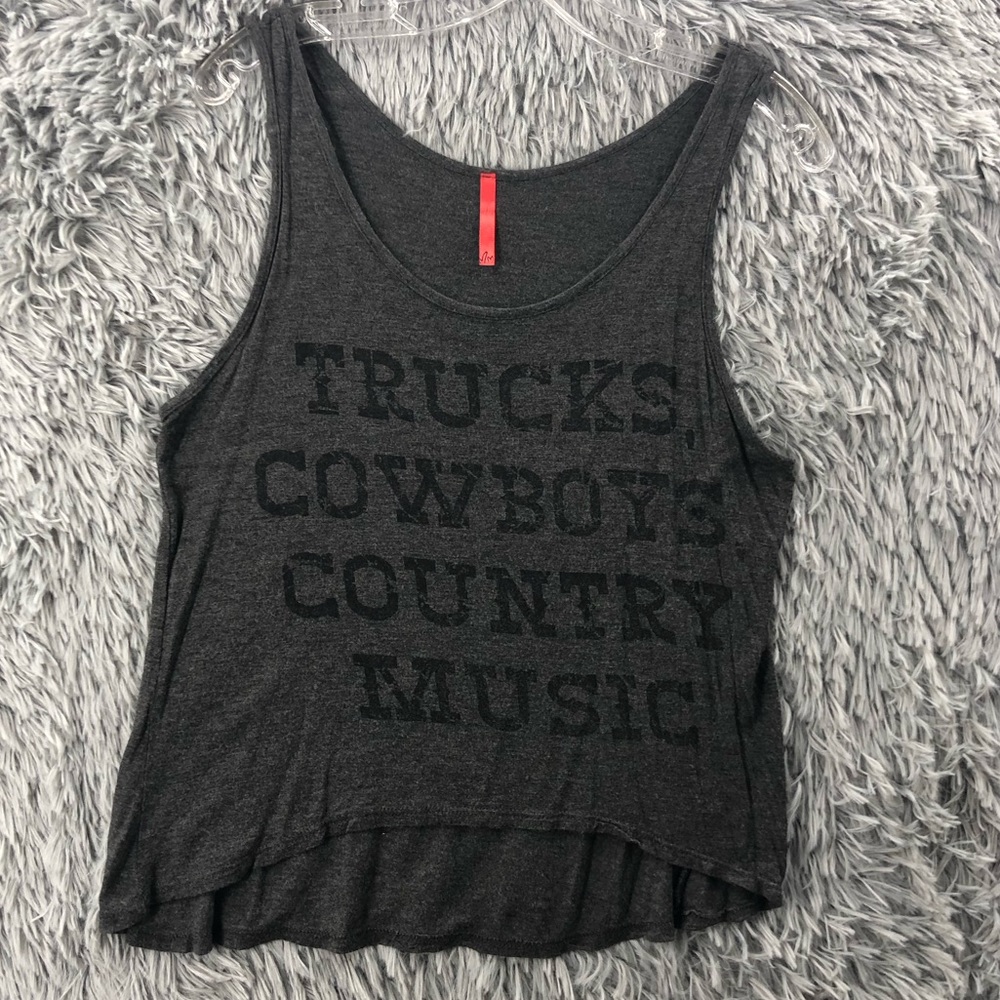 Trucks Tank Top Womens Medium Cowboys Country Music Gray Hi Low